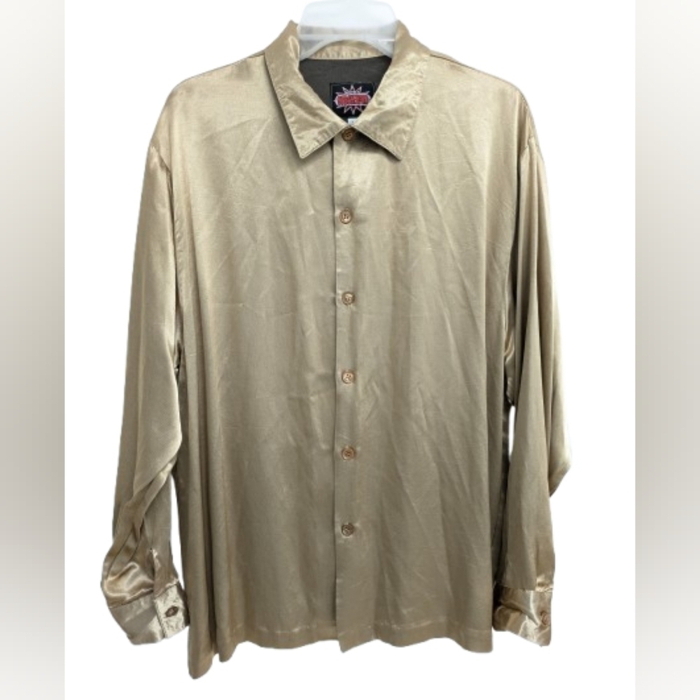 Ultra Steelhead vintage satin metallic button down shirt size L